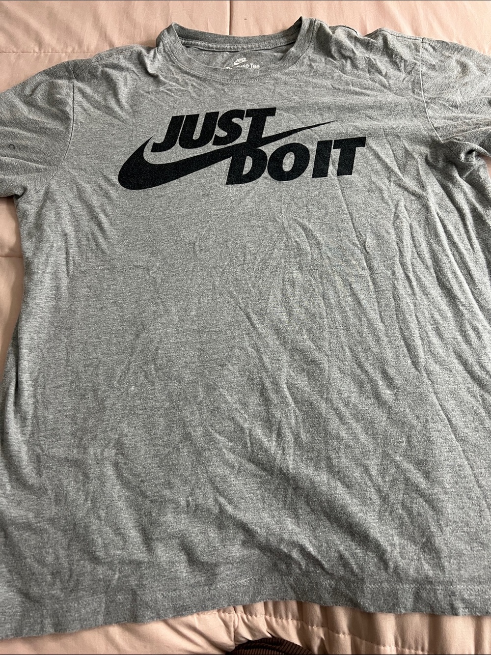Nike Heather Gray Short-Sleeve T-Shirt with Black 'Just Do It' Logo
